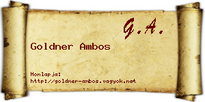 Goldner Ambos névjegykártya